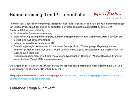 Bühnentraining 1 u 2