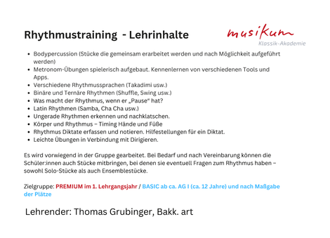 Rhythmustraining 1 und 2