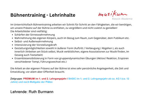Bühnentraining 1 und 2